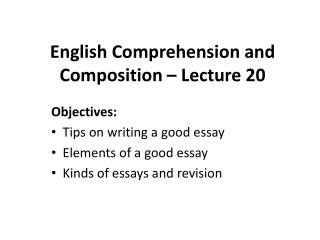 English Comprehension and Composition – Lecture 20