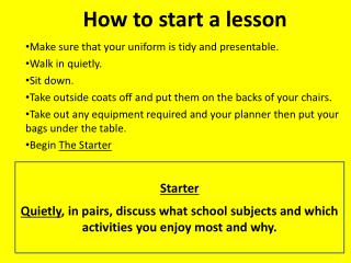 How to start a lesson