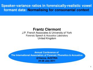 Frantz Clermont J.P. French Associates &amp; University of York