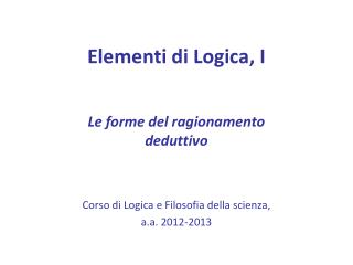 Elementi di Logica, I