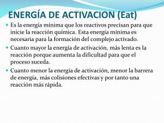 ENERGÍA DE ACTIVACION ( Eat )