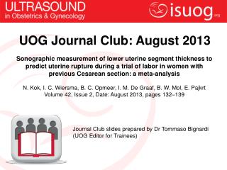 UOG Journal Club: August 2013