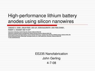 High-performance lithium battery anodes using silicon nanowires