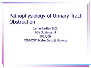 Pathophysiology of Urinary Tract Obstruction