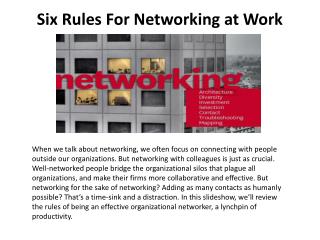 Six Rules For Networking at Work