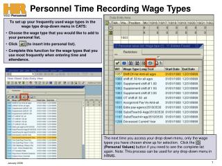 Personnel Time Recording Wage Types