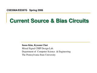 Current Source &amp; Bias Circuits