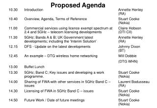 Proposed Agenda