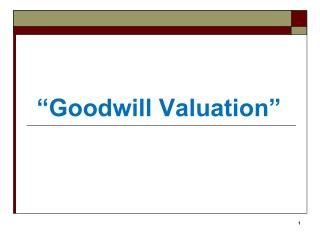 “Goodwill Valuation”