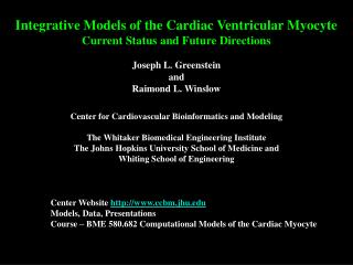 Center Website ccbm.jhu Models, Data, Presentations