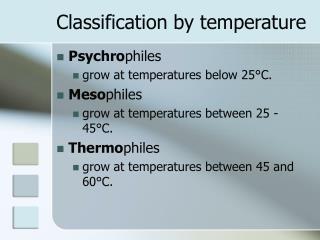 Classification by temperature