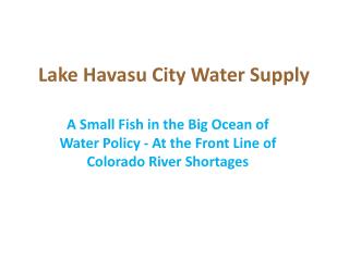Lake Havasu City Water Supply