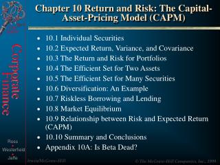 Chapter 10 Return and Risk: The Capital-Asset-Pricing Model (CAPM)