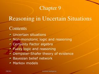 Chapter 9 Reasoning in Uncertain Situations