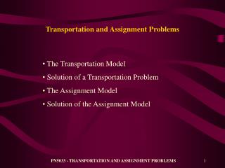 Transportation and Assignment Problems