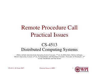 Remote Procedure Call Practical Issues