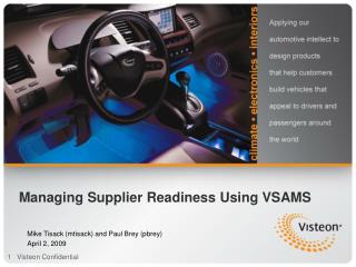 Managing Supplier Readiness Using VSAMS