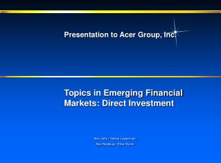 Presentation to Acer Group, Inc.