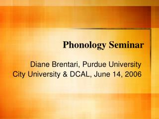 Phonology Seminar