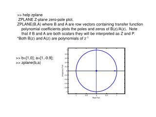 &gt;&gt; help zplane ZPLANE Z-plane zero-pole plot .
