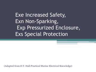 Exe Increased Safety, Exn Non-Sparking, Exp Pressurized Enclosure, Exs Special Protection