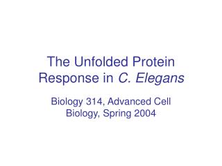 The Unfolded Protein Response in C. Elegans