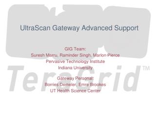 UltraScan Gateway Advanced Support