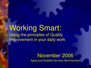 Working Smart: Using the principles of Quality Improvement in your daily work
