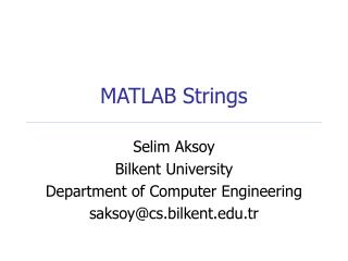 MATLAB Strings