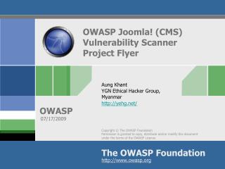 OWASP Joomla! (CMS) Vulnerability Scanner Project Flyer