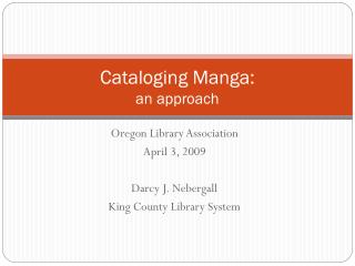 Cataloging Manga: an approach