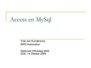 Access en MySql