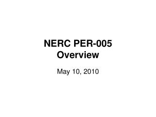 NERC PER-005 Overview