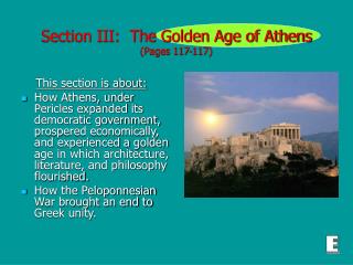 Section III: The Golden Age of Athens (Pages 117-117)