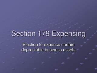 Section 179 Expensing