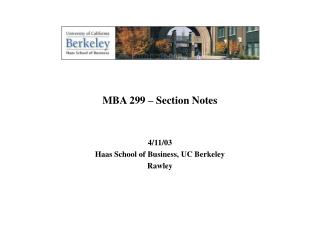 MBA 299 – Section Notes