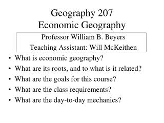 Geography 207 Economic Geography