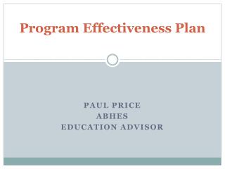 Program Effectiveness Plan