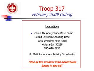 Troop 317 February 2009 Outing