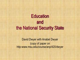 Education and the National Security State