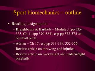 Sport biomechanics – outline