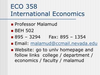 ECO 358 International Economics
