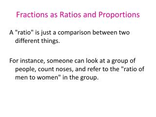 Fractions as Ratios and Proportions