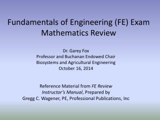 Fundamentals of Engineering (FE) Exam Mathematics Review
