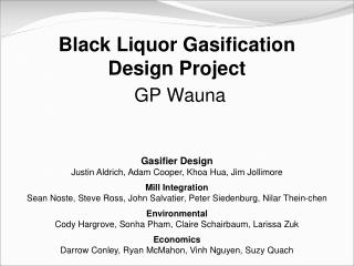 Black Liquor Gasification Design Project GP Wauna