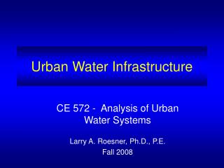 Urban Water Infrastructure