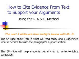 How to Cite Evidence From Text to Support your Arguments