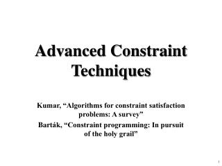 Advanced Constraint Techniques