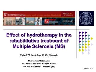 Effect of hydrotherapy in the rehabilitative treatment of Multiple Sclerosis (MS)