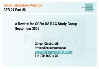 Good Laboratory Practice CFR 21 Part 58